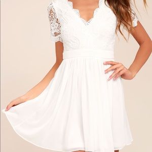 Lulus Angel in Disguise White Lace Skater Dress L